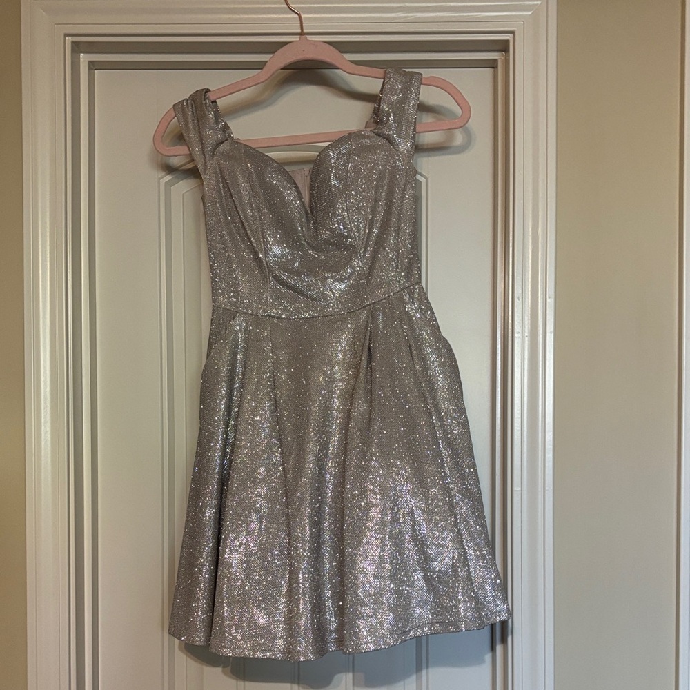 B Darlin Glittering Gold Mini Dress - like new